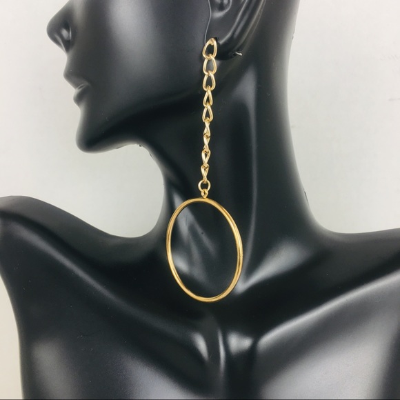 BP. Chain Gold Tone Drop Hoop Earrings - Picture 3 of 5